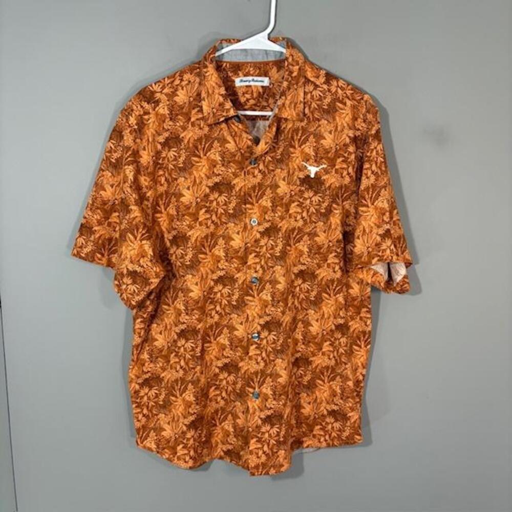 Texas Longhorns Shirt Mens Medium Orange Hawaiian NCAA Football Tommy Bahama